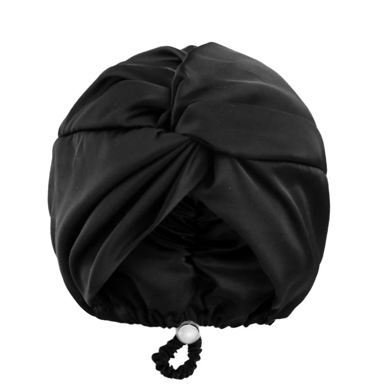 Soft Satin Sleep Turban Cap With Adjustable Fit for Women