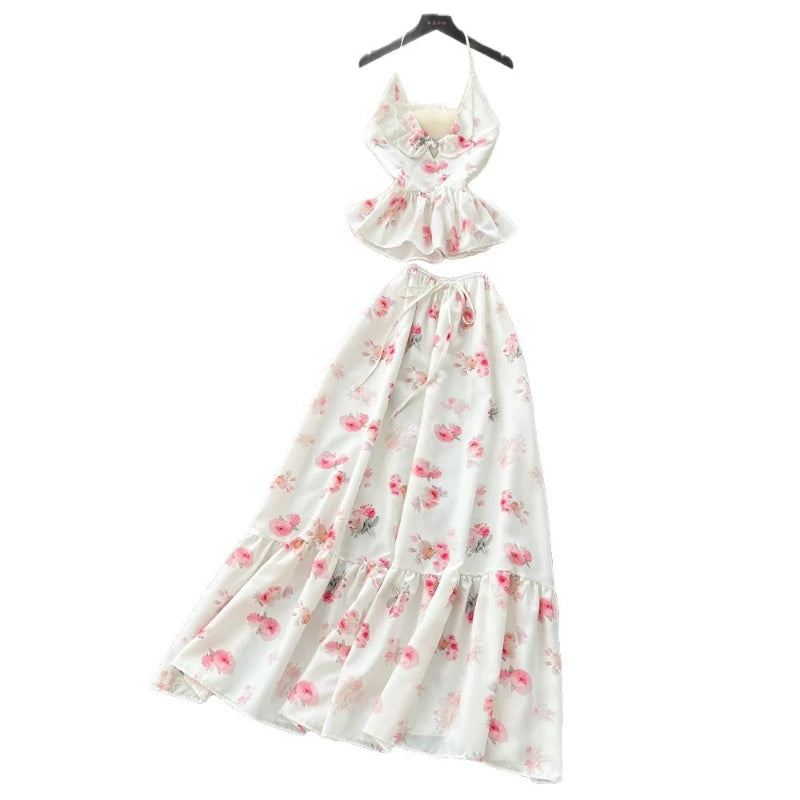 Floral Sling Top And A-Line Skirt Set