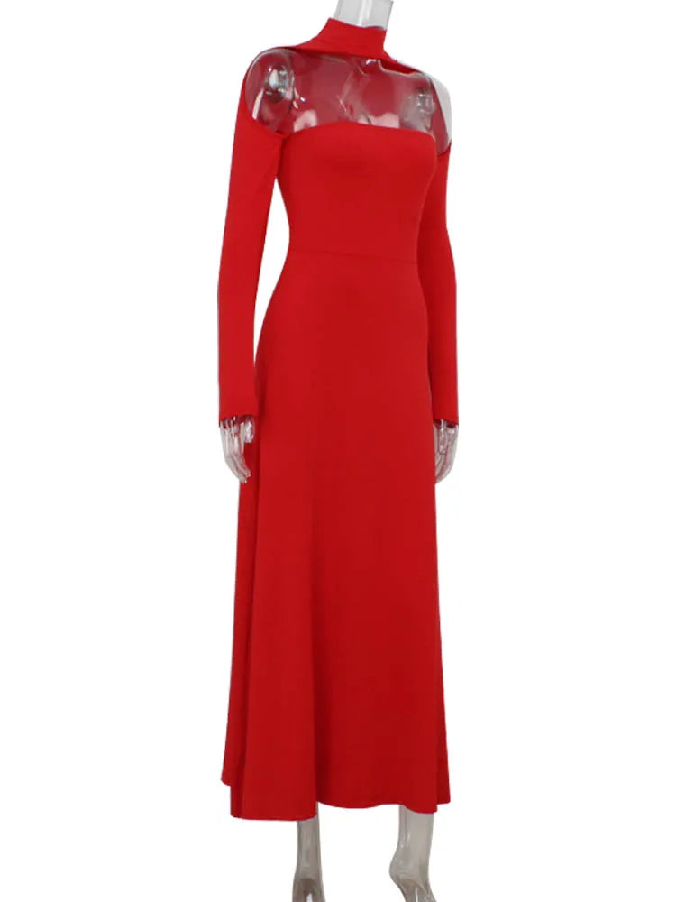 Hollow Out Slim Ankle Length Dress for Women