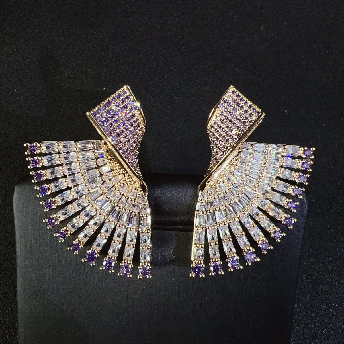 Sparkly Zircon Fan-Shaped Drop Earrings for Women Collection
