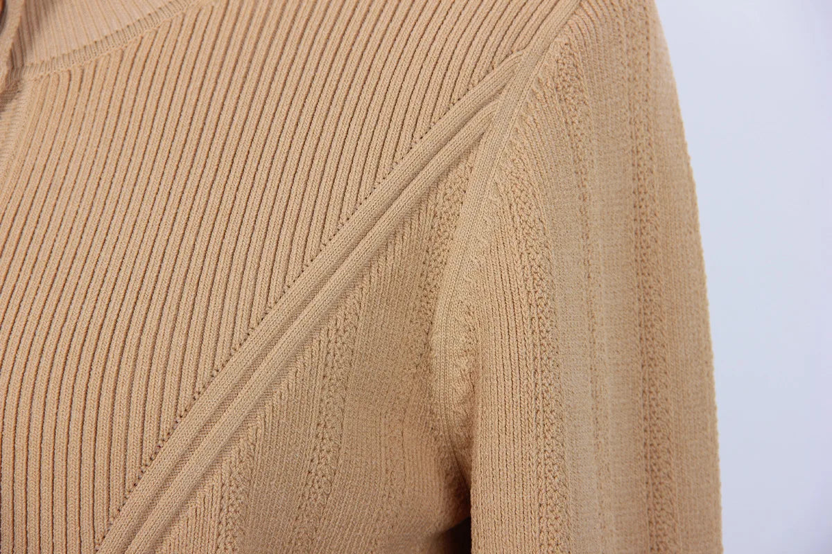 2025 Autumn New Fashion Crew Neck Long-sleeved Top Commuter Single-breasted Slim-fit Sweater Cardigan Jacket for Women