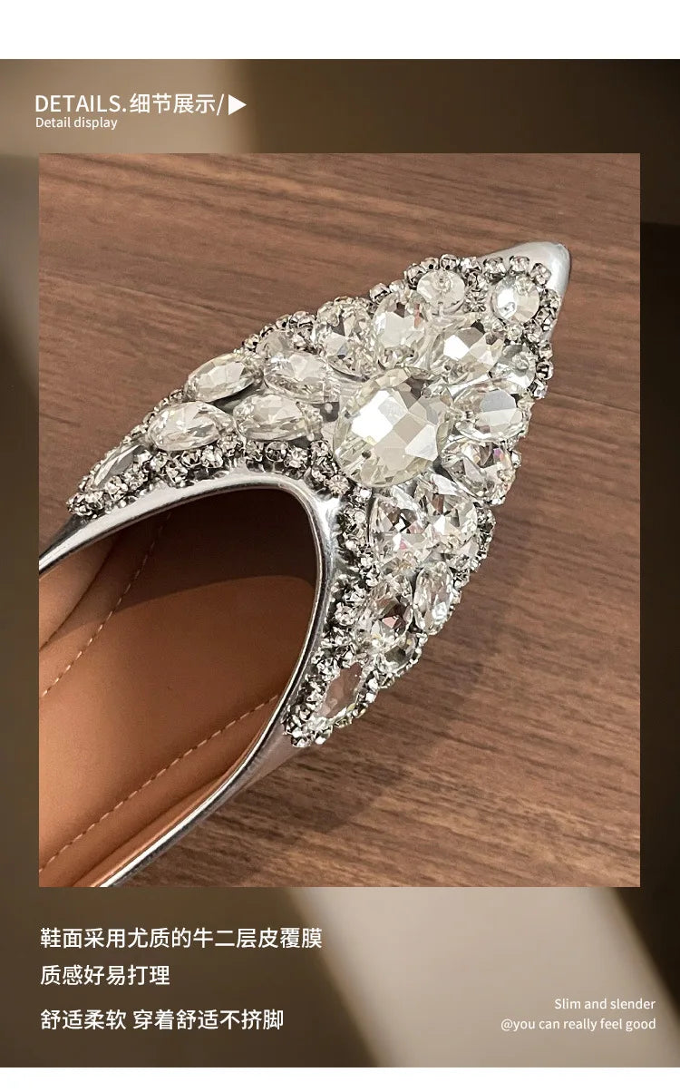 Elegant Patent Leather Rhinestone Ballet Flats for Women