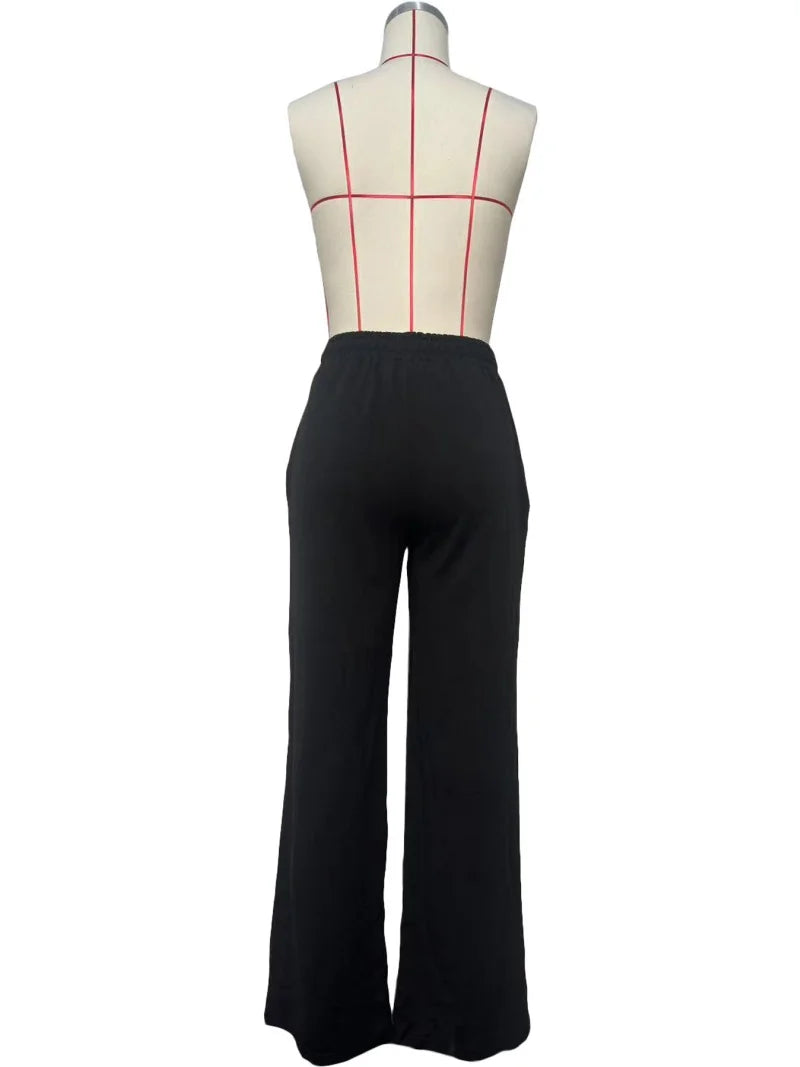 Striped Ribbon Straight Leg Jogger Pants for Women