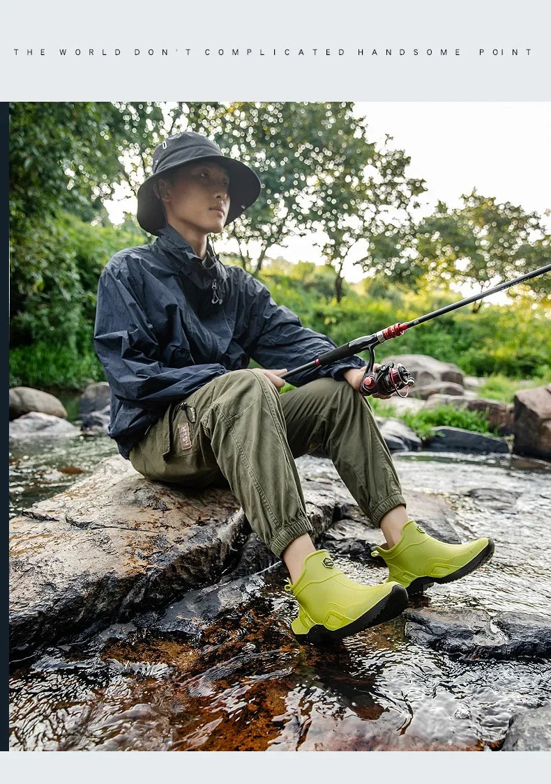 Round Toe Waterproof Ankle Rain Boots