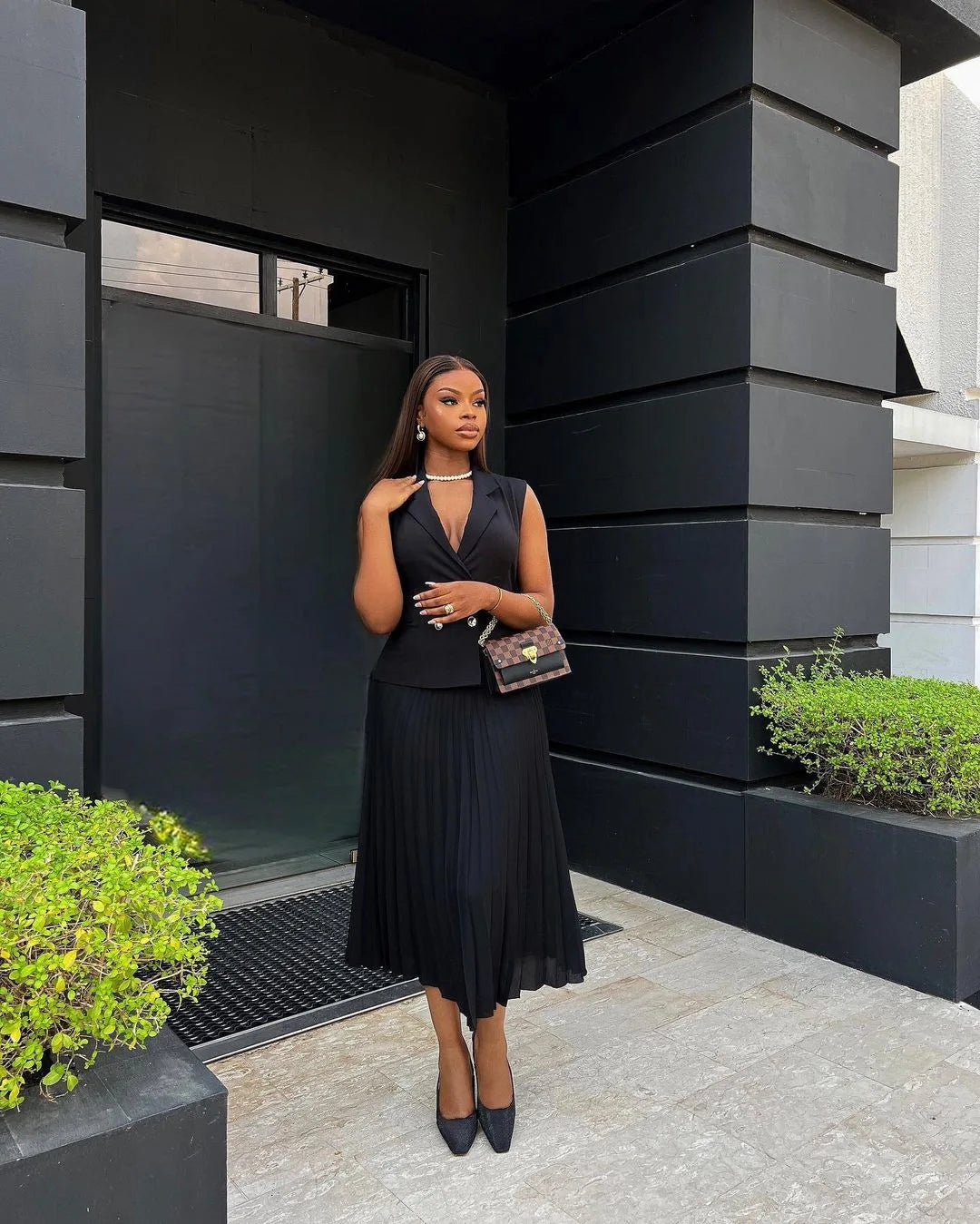 CM.YAYA Street OL Work Women's Set Sleeveless Vest Tops and Pleated Skirts Suit 2024 Summer INS Two 2 Piece Set Outfit Tracksuit