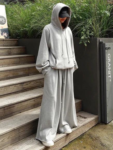 Beautyblue Gray Wide Leg Pants Black Bottoms for Women Casual Loose Pocket Korean Harajuku Streetwear Female Outdoor Sweatpants