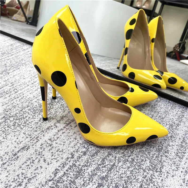 Polka Dot Pointed Toe High Heel Stiletto Pumps for Women