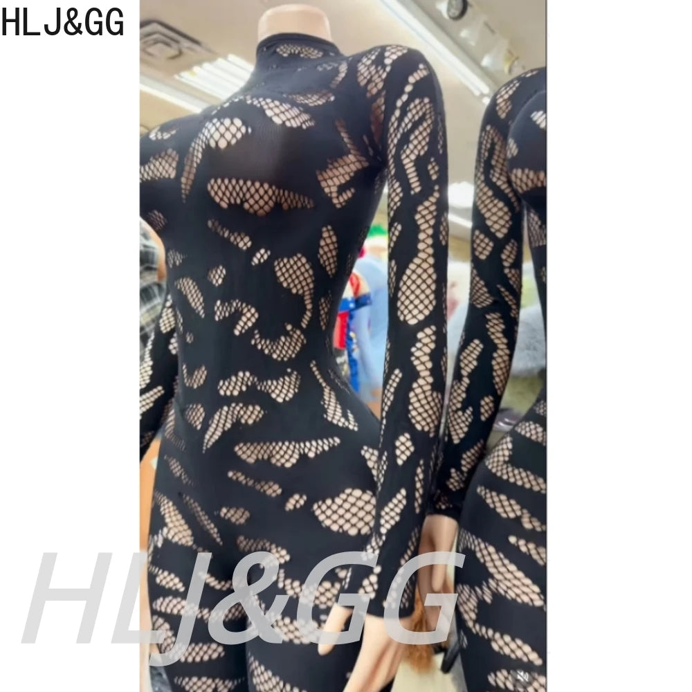 Lace See Through Round Neck Long Sleeve Bodycon One Piece for Women