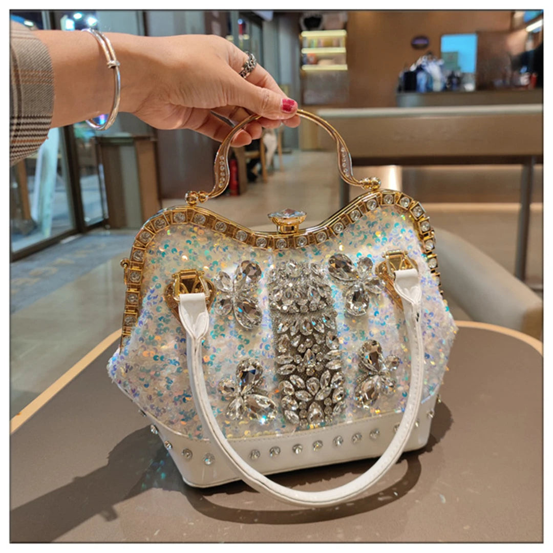 Crystal Sequin One Shoulder Crossbody Handbag for Women
