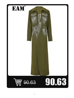 [EAM]  Women Black Cross Bandage Short Blazer New Lapel Long Sleeve Loose Fit  Jacket Fashion Tide Spring Autumn 2025 1T126