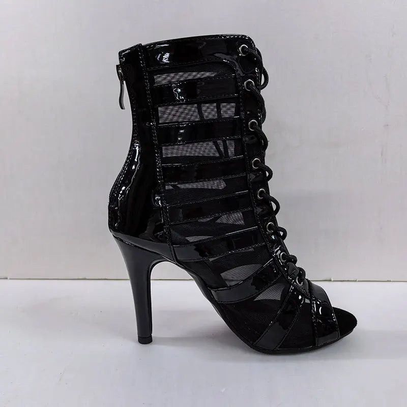 Suede Peep Toe Ballroom Dance Ankle Boots for Women