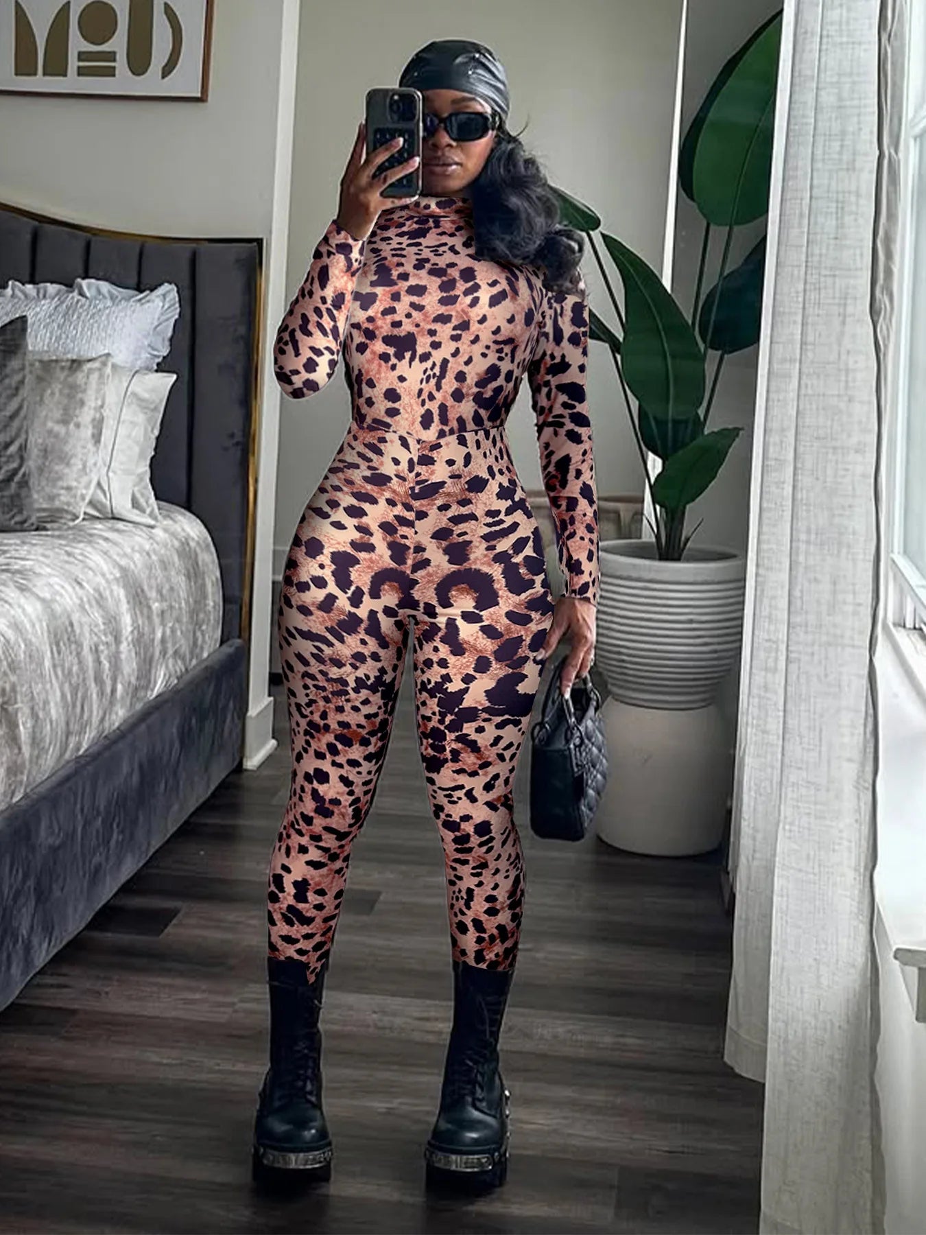 FAGADOER Y2K Sexy Leopard Print Bodycon Jumpsuits Women Spring New Skinny One Piece Rompers Midnight Streetwear Workout Overalls