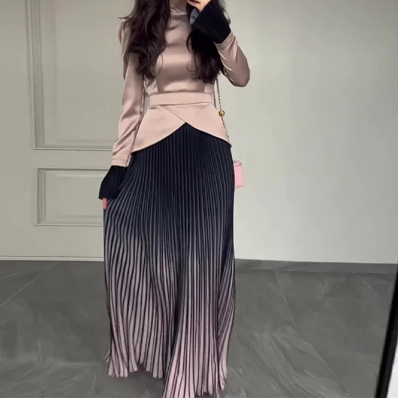 Long Sleeves Dresses Women Clothing New Round Neck Back Strap Slim Fit Dress Y2k Skirt for Female Streetwear 2024 Autumn Winter