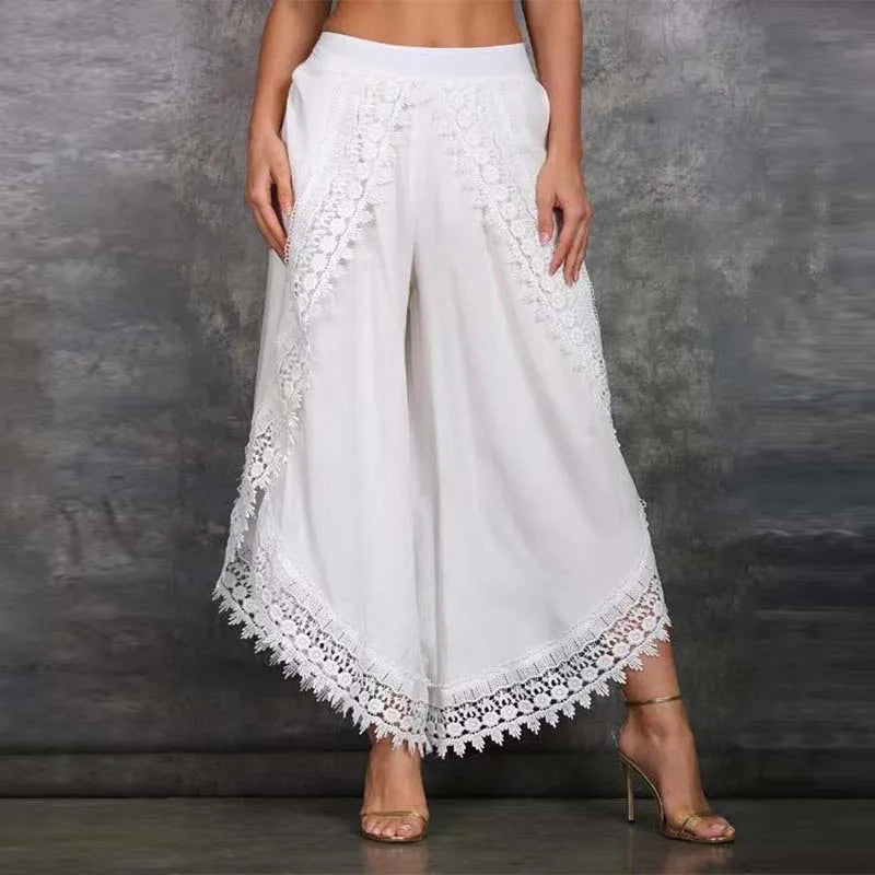 Arc-Shaped Lace Harem Pants