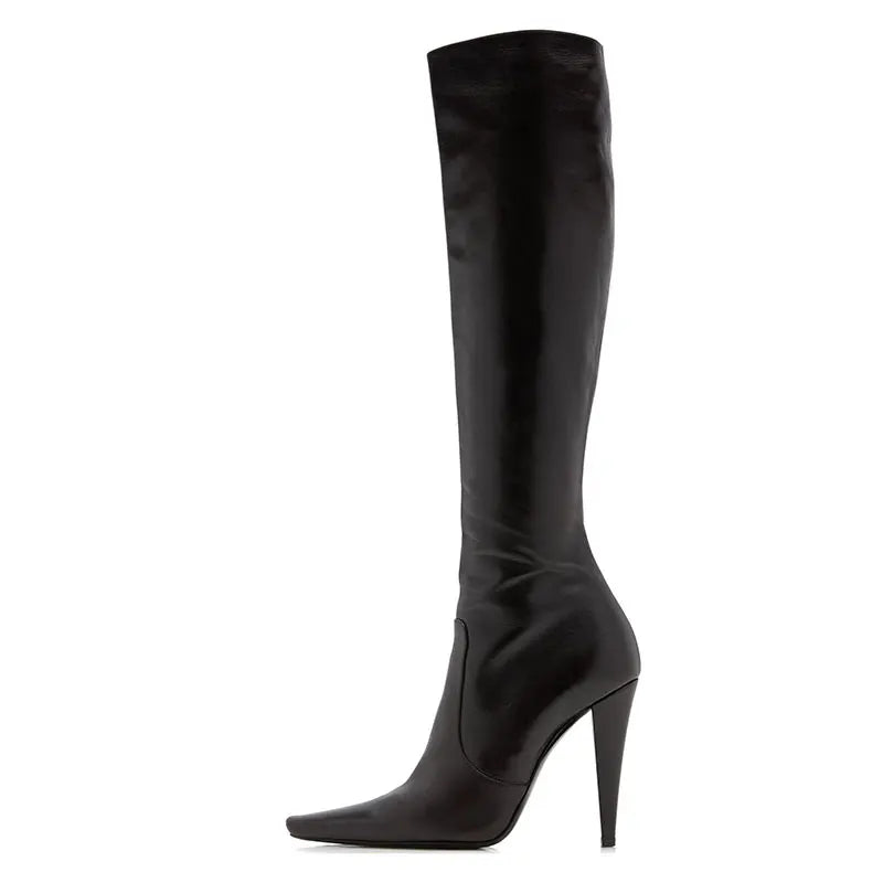 Pointed Toe Knee High Stiletto Heeled Boots for Women