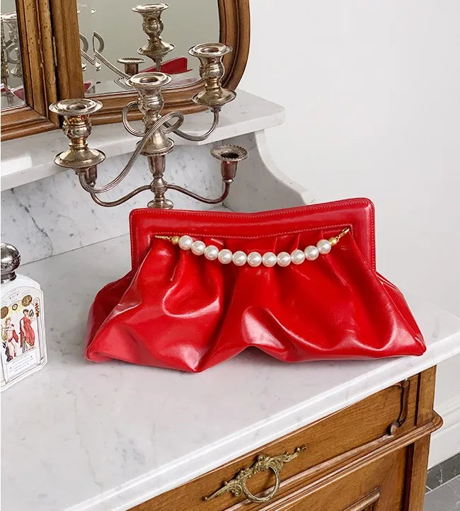 Elegant Beaded Pearl Chain Evening Clutch for Women