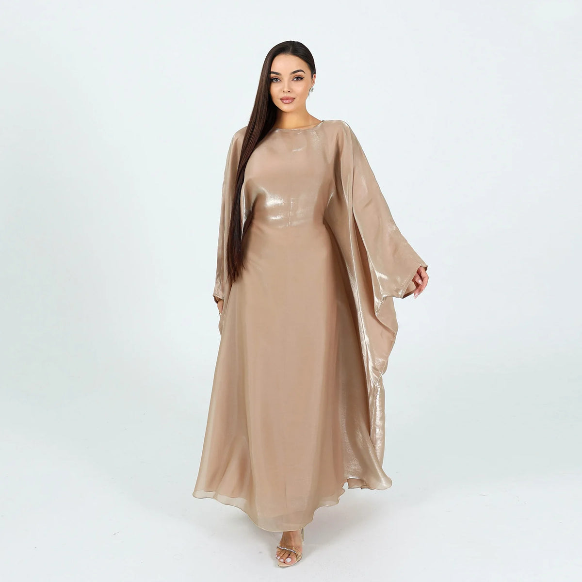 Shiny Loose Ankle-Length Kaftan Maxi Dress for Women