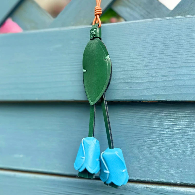 New Tulip Bag Pendant Fashion Creative Design High Quality Leather Keychain Simulation Flower Simple Versatile Pendant Decorate