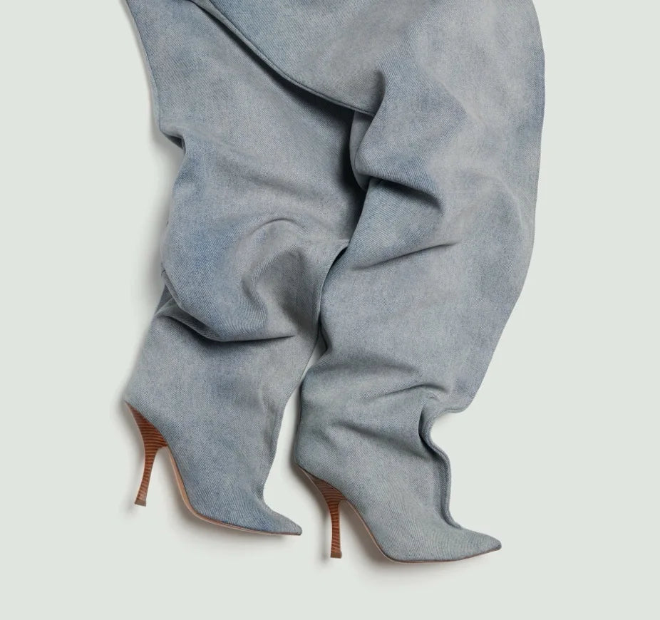 Pointed Over-the-Knee Boots With Thin Heels for Women