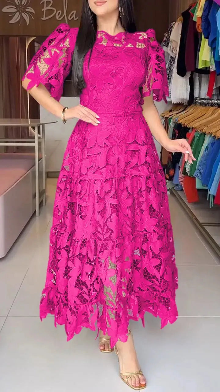 Lace Detail Long Sleeve Fitted Dress for Women