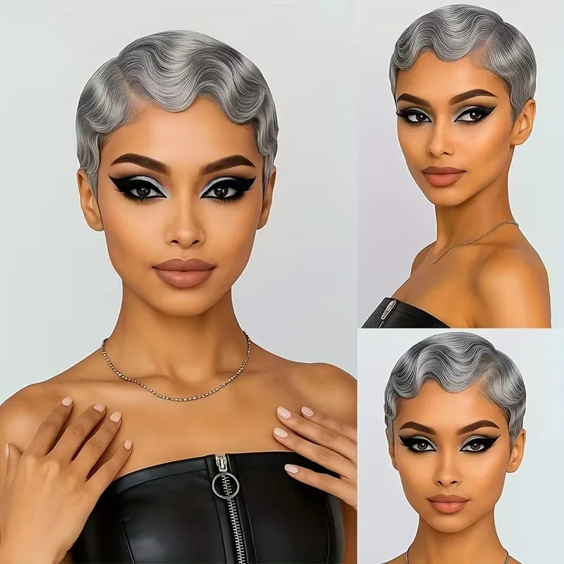 Silver Pixie Curly Wig