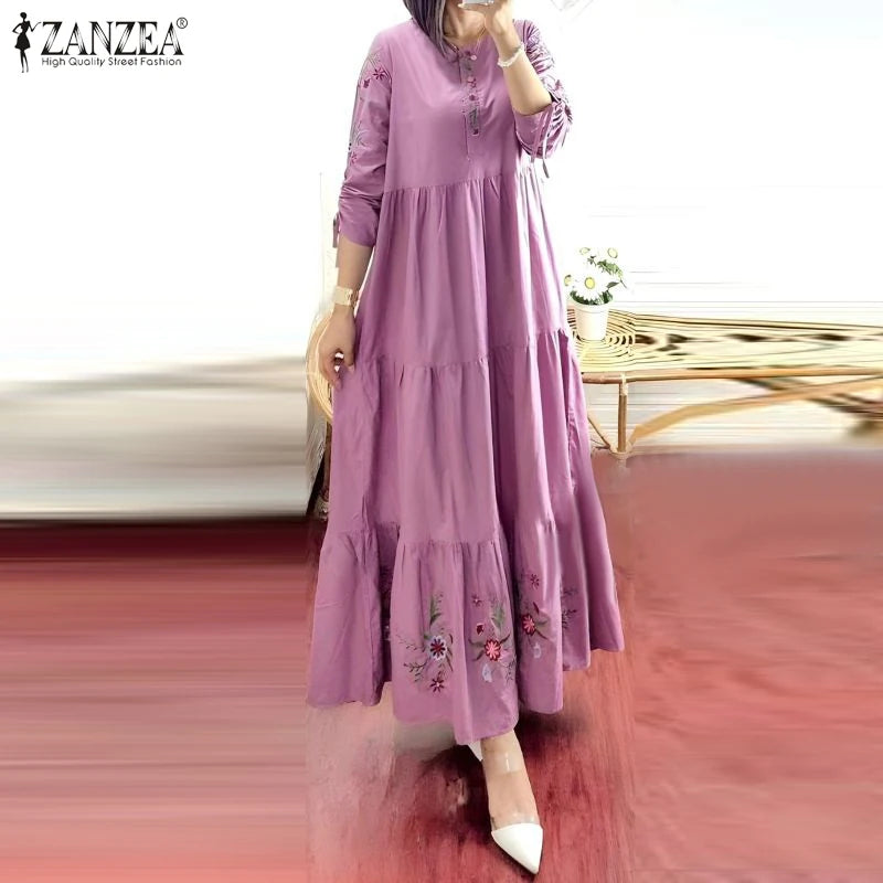 Floral Tiered Muslim Maxi Dress