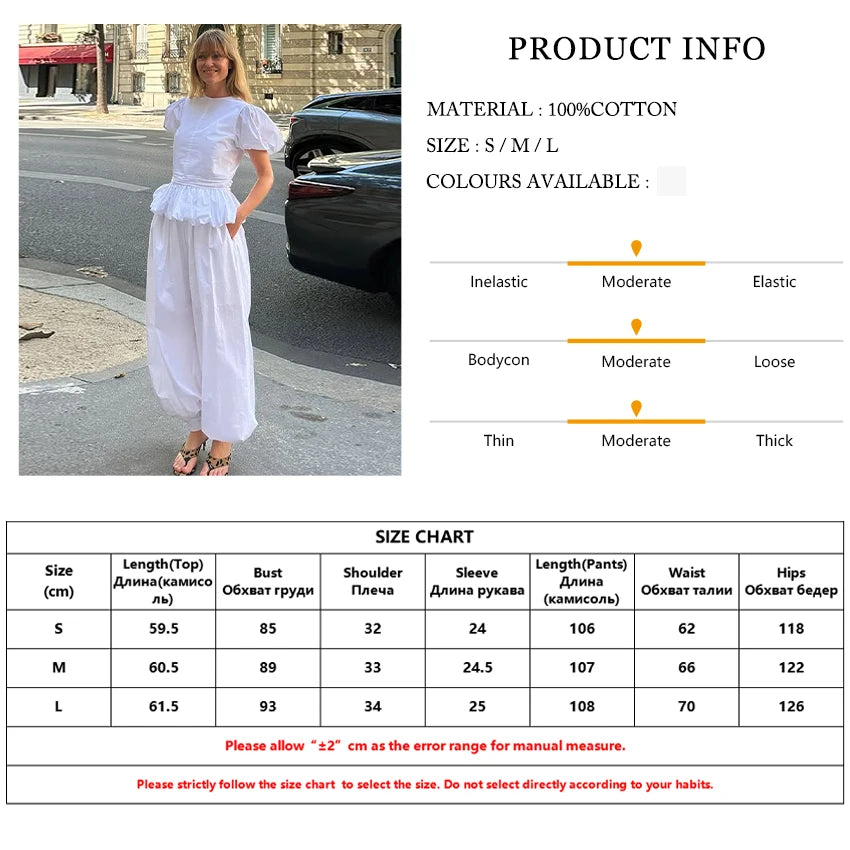 Loose Cotton Shirt and Wide-Leg Pants Set for Women