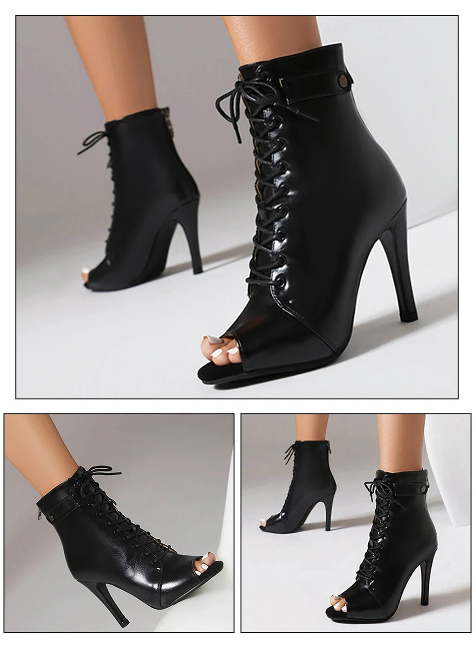Leather Latin Dance Ankle Booties With Heels for Women