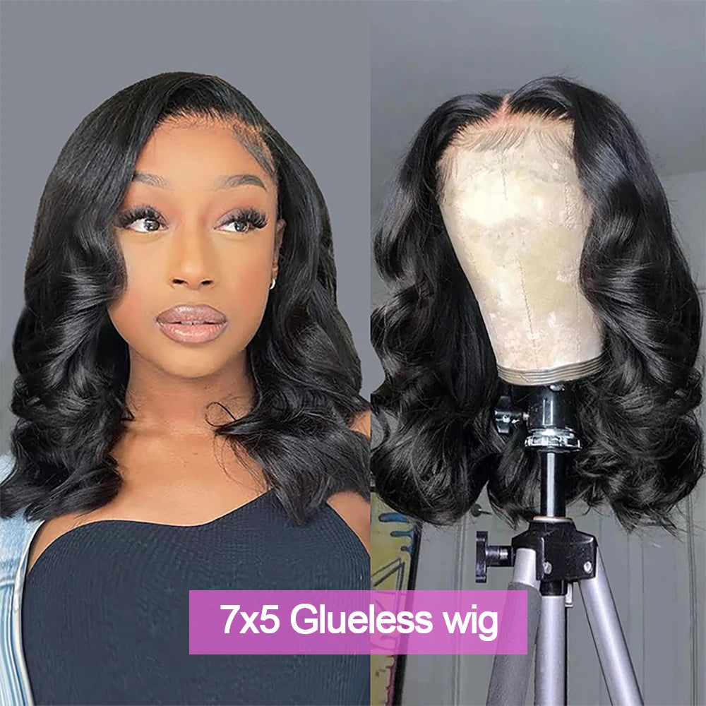 Glueless Body Wave Bob Wigs 13x6 Transparent HD Lace Frontal Wig 100% Human Hair Wig Natural Wave Short Bob Wigs For Black Women