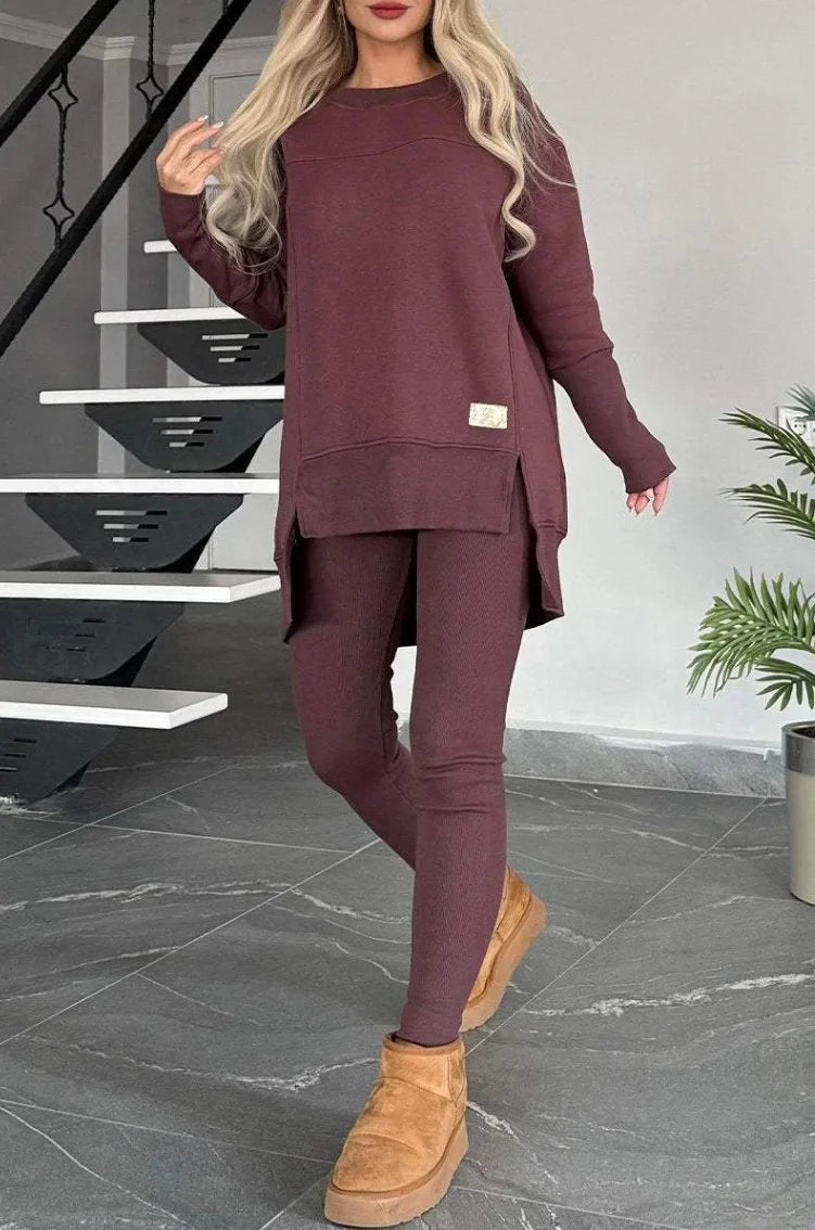 Casual Long Sleeve Two Piece Pullover Set for Women