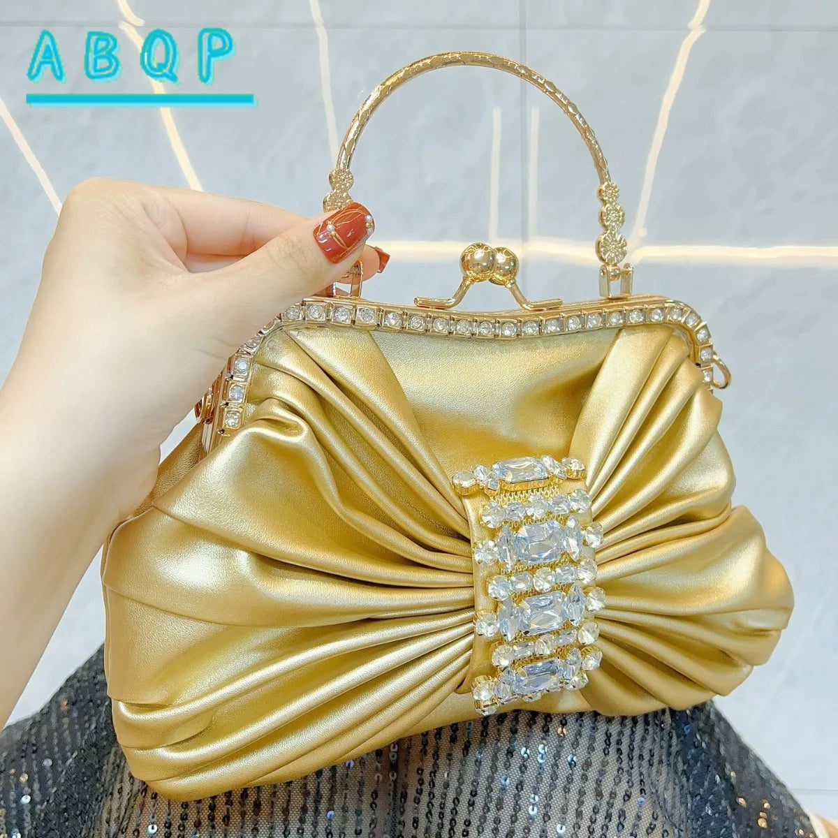 New Dinner Women's Bag Luxury Brand Fashion Handmade Diamond Women's Handbag Shiny Banquet Mini Shoulder Bag High Quality