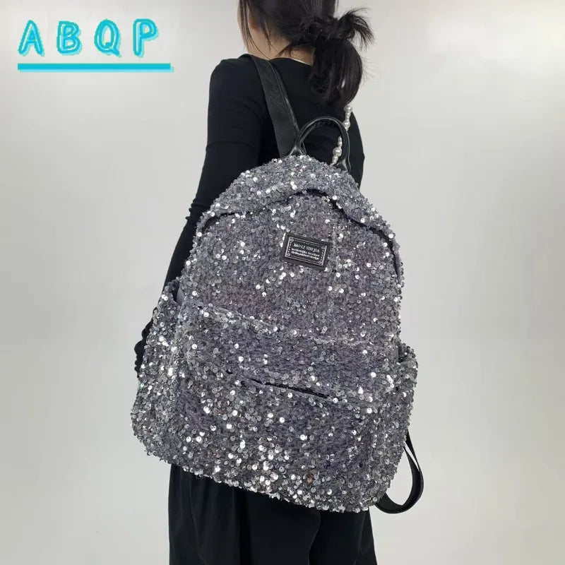 New Women's Sequined Backpack Luxury Brand Sequined Shiny Women's Backpack Large Capacity Fashionable Leisure Travel Backpack