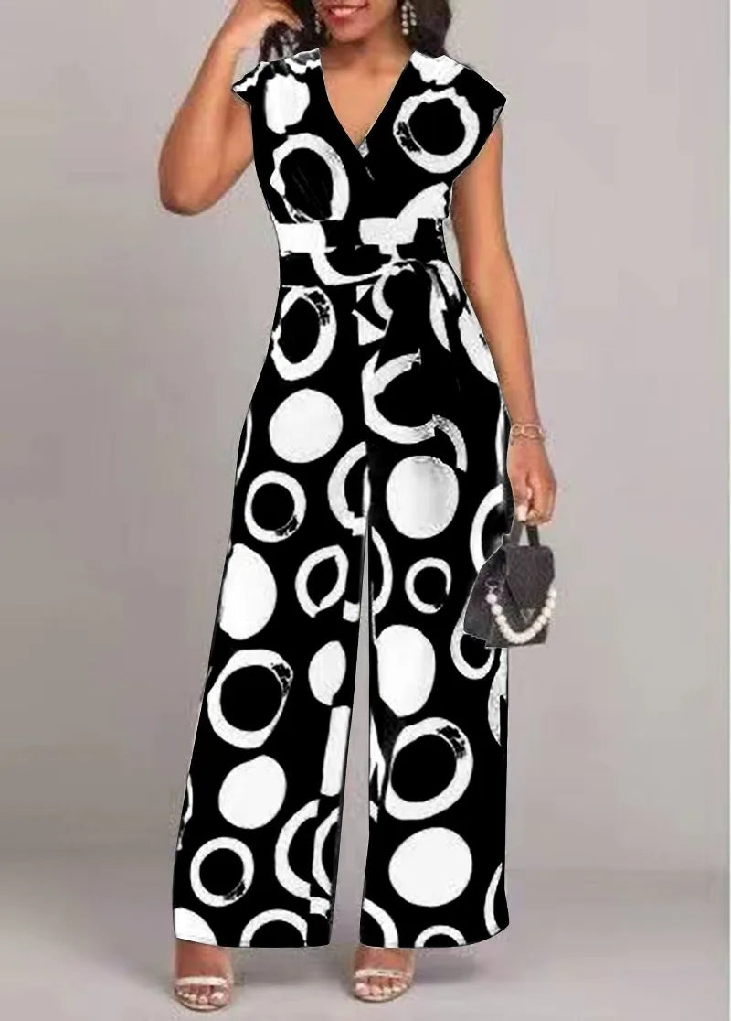 Wide Leg Belted Boho Jumpsuit