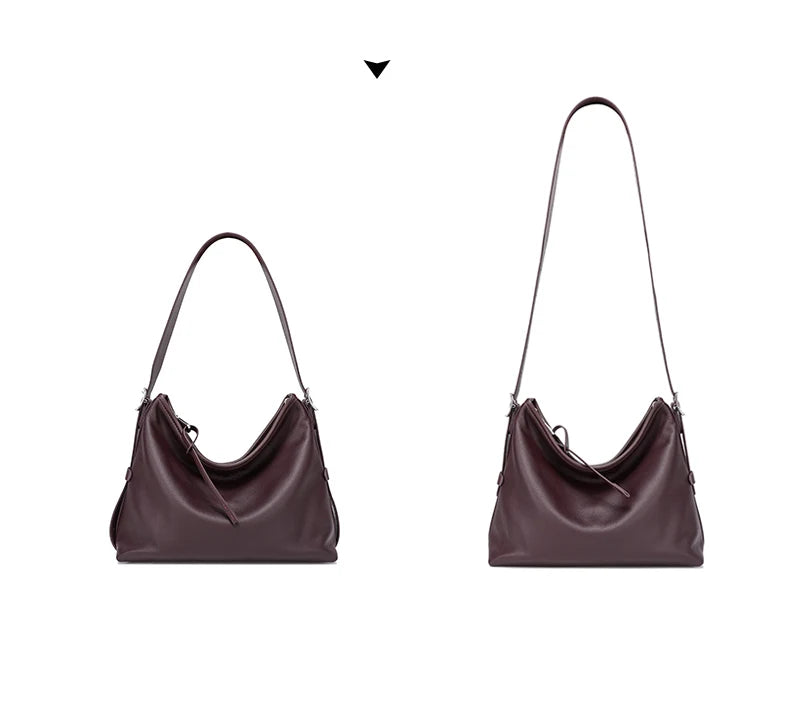 Cowhide Genuine Leather Handbags Women Casual Shoulder Bag Female Fashion Shopping Retro Large Luxury Designer Ladies Bags New