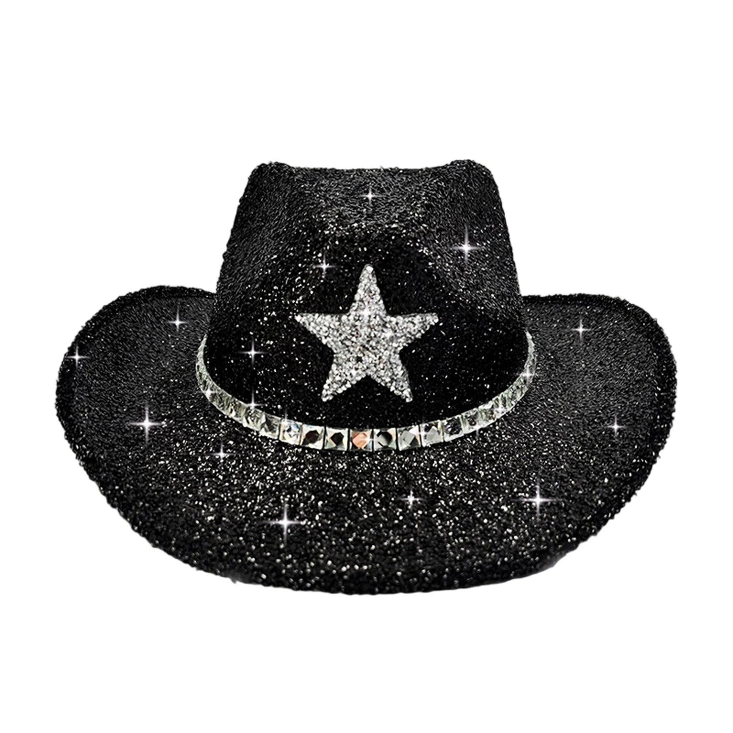 Glitter Rhinestone Western Wide Brim Cowgirl Hat for Women