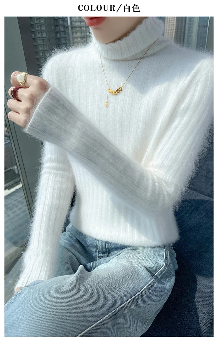 Warm Slim Fit Turtleneck Pullover Sweater for Women