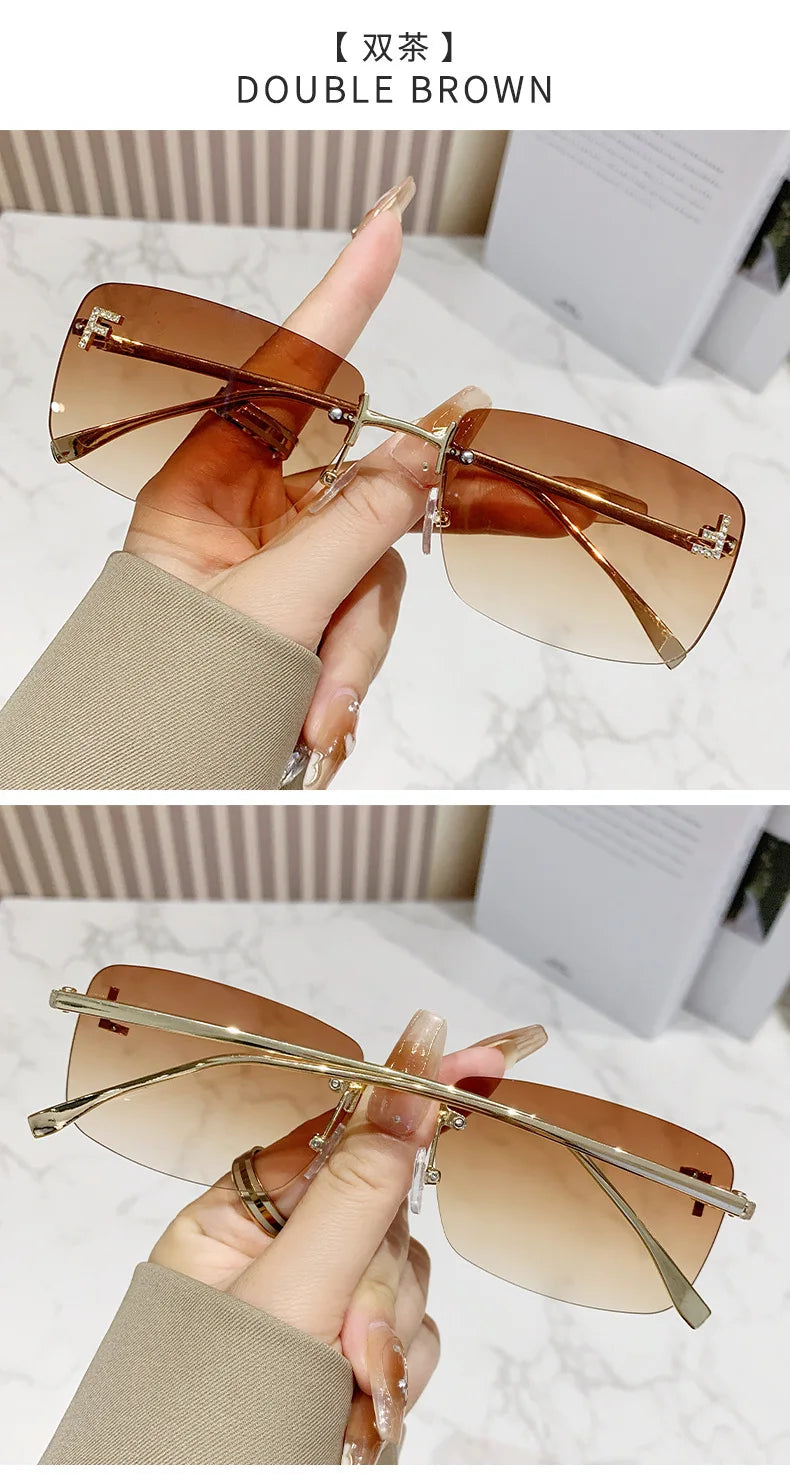 Rimless Square Fashion Sunglasses