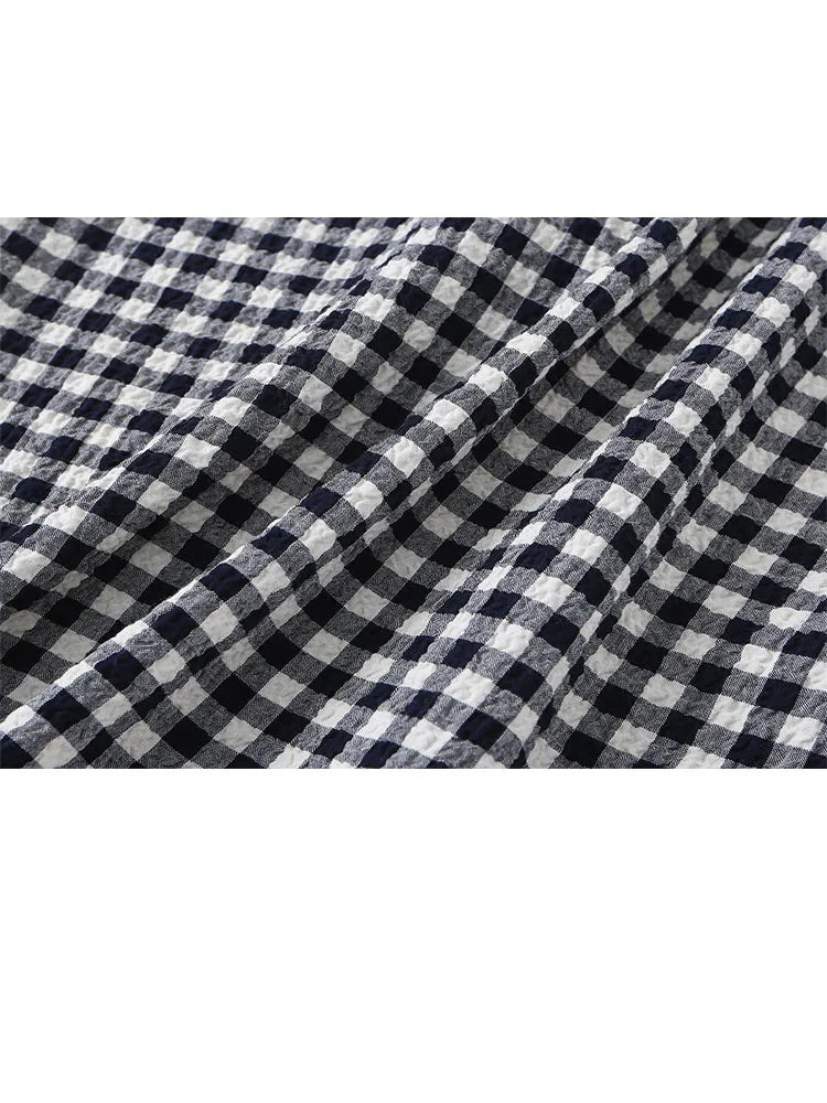 Gingham Lace Trim Spaghetti Strap Midi Dress for Women