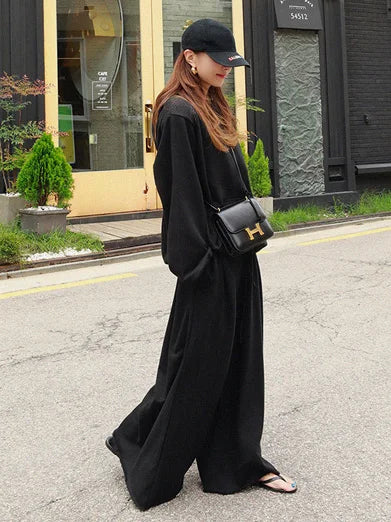 Beautyblue Gray Wide Leg Pants Black Bottoms for Women Casual Loose Pocket Korean Harajuku Streetwear Female Outdoor Sweatpants