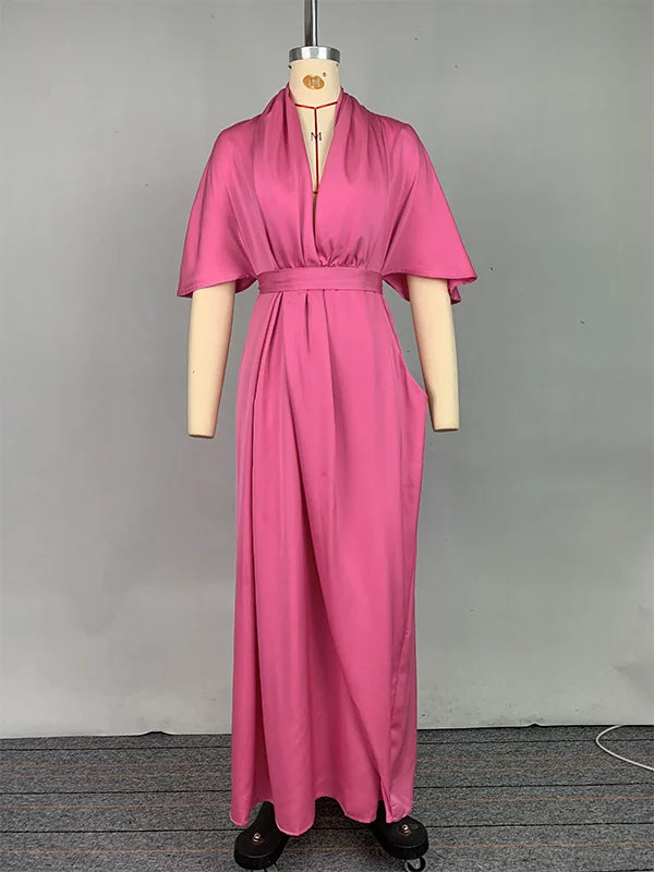 Gymystars Fashion Solid Color Shirt Dress V-Neck Party Dresses Loose Asymmetric Loose V-Neck Summer Chic Bohemian Travel Dresses