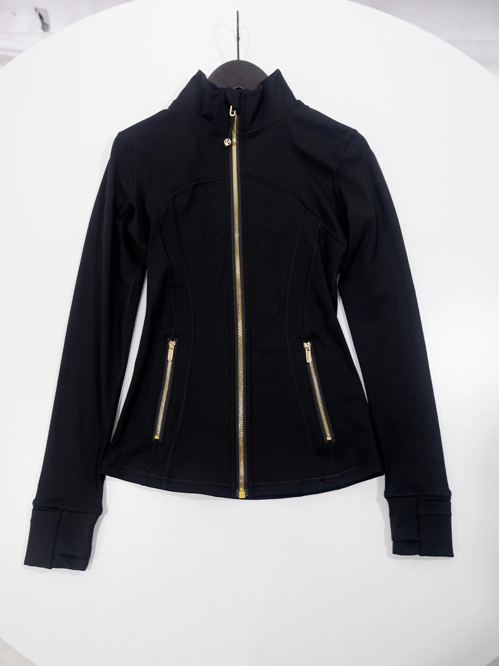 Slimming Gold Zipper Jacket and Yoga Pants Set for Women