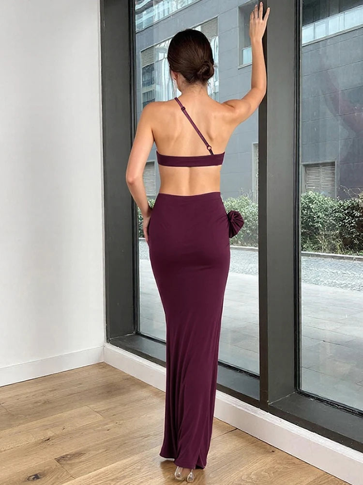 Halter Neck Patchwork Pearl Chain Bodycon Dress for Women