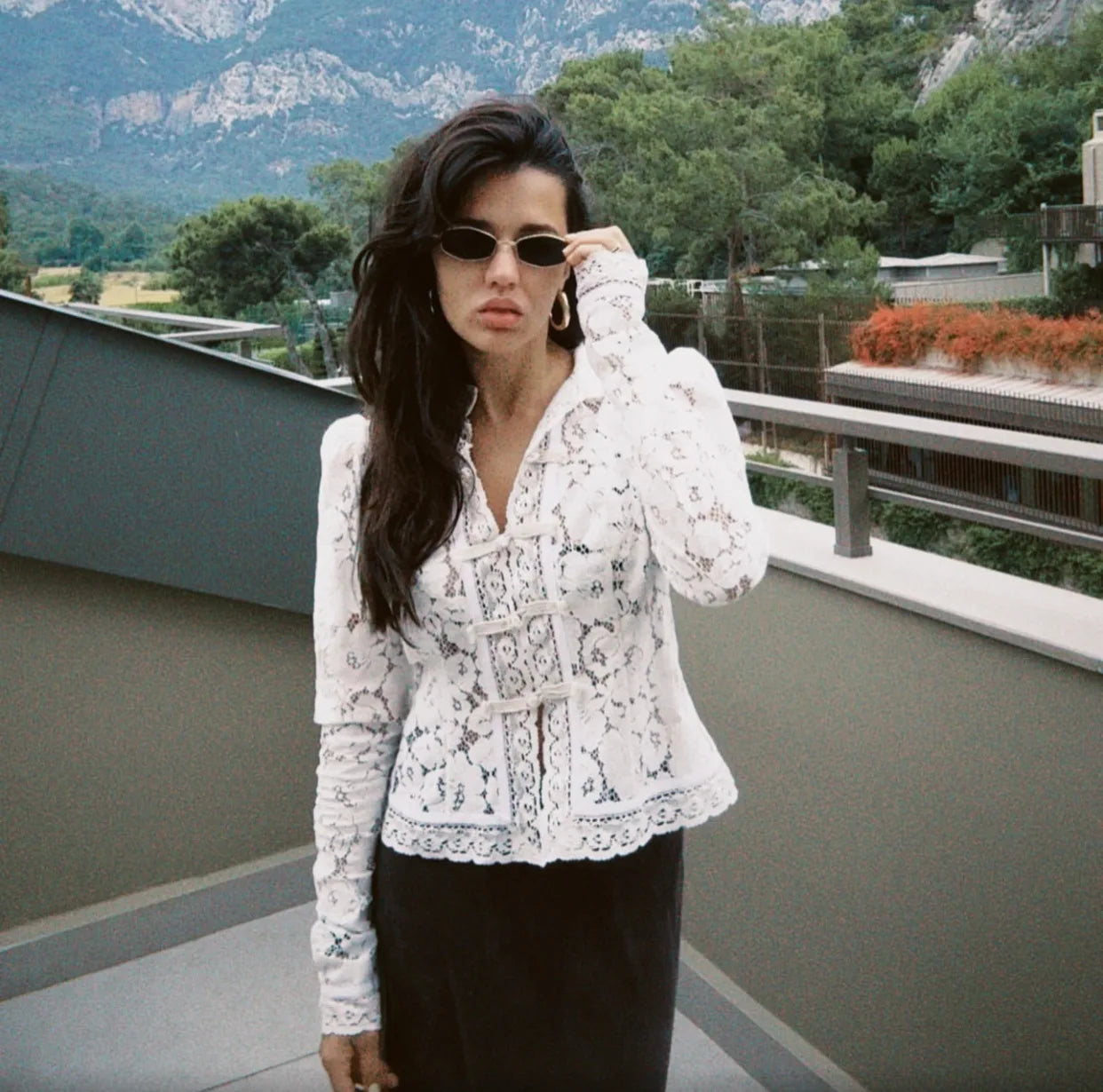Lace See Through Hollow Out Blouse