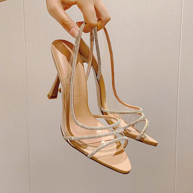 Clear Crystal Open Toe Sandals