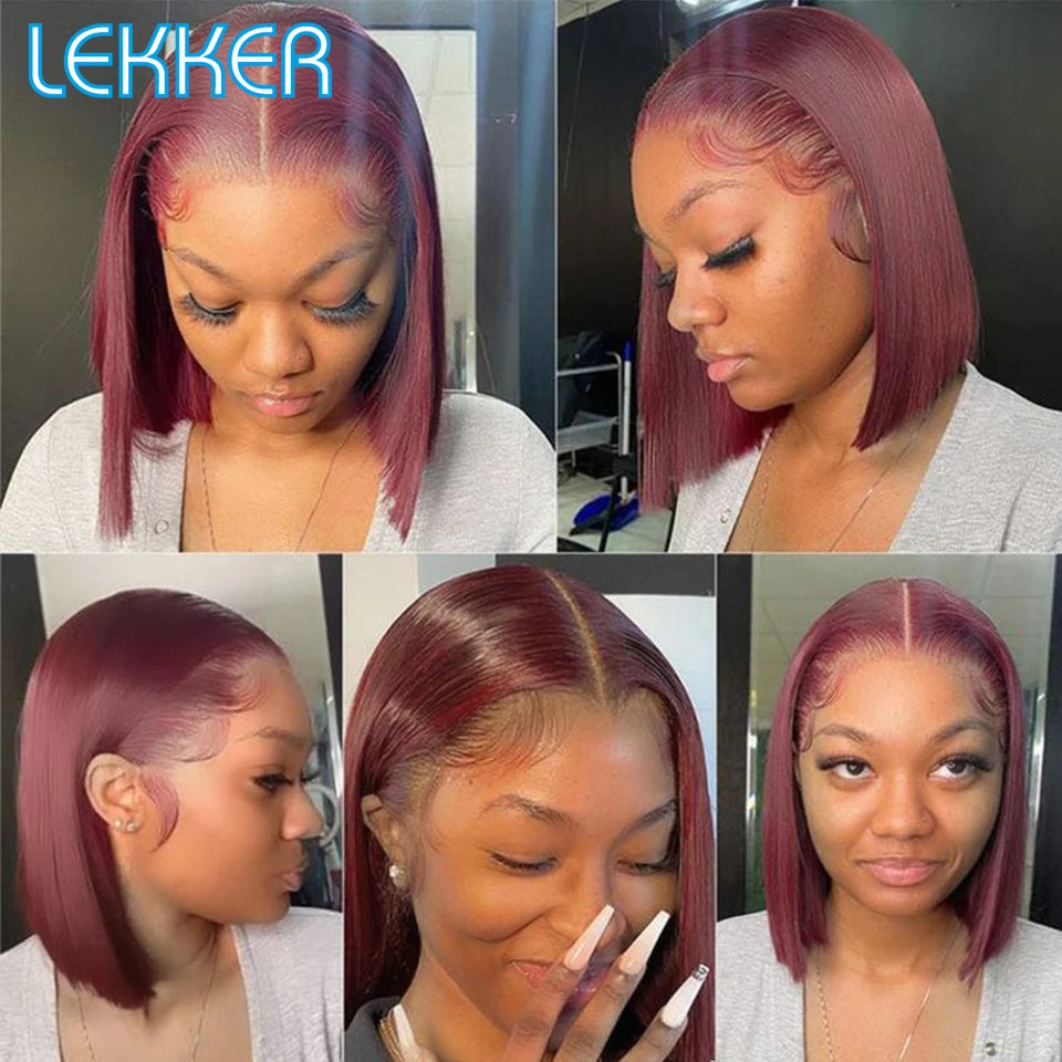 Short Straight Highlight Blonde Lace Front Bob Wig for Women