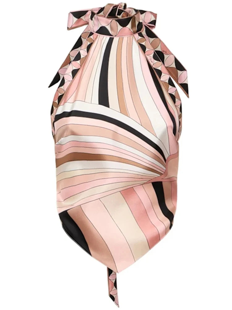 Geometric Print Top pant suits Women two pieces set round neck long sleeve Blouse loose pant Vacation Beach vacation pant outfit