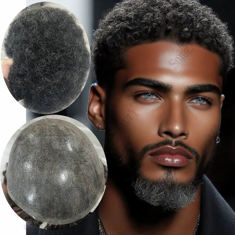 Afro Curly Human Hair Toupee Replacement for Women