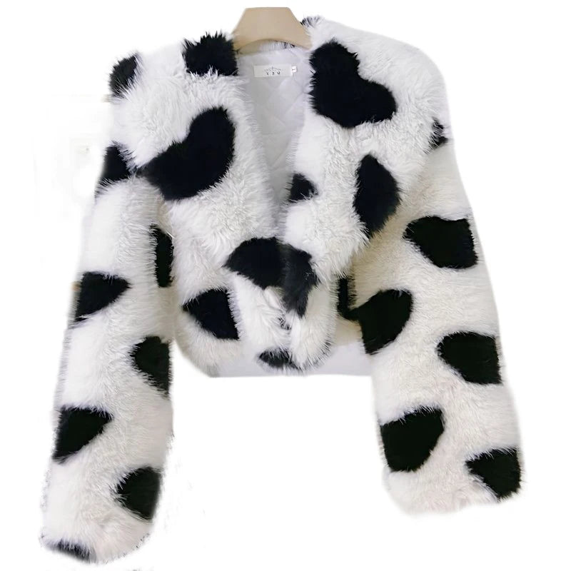 Fur Coat Women's Jacket Navy Collar Love Clothing 2025 Autumn Winter