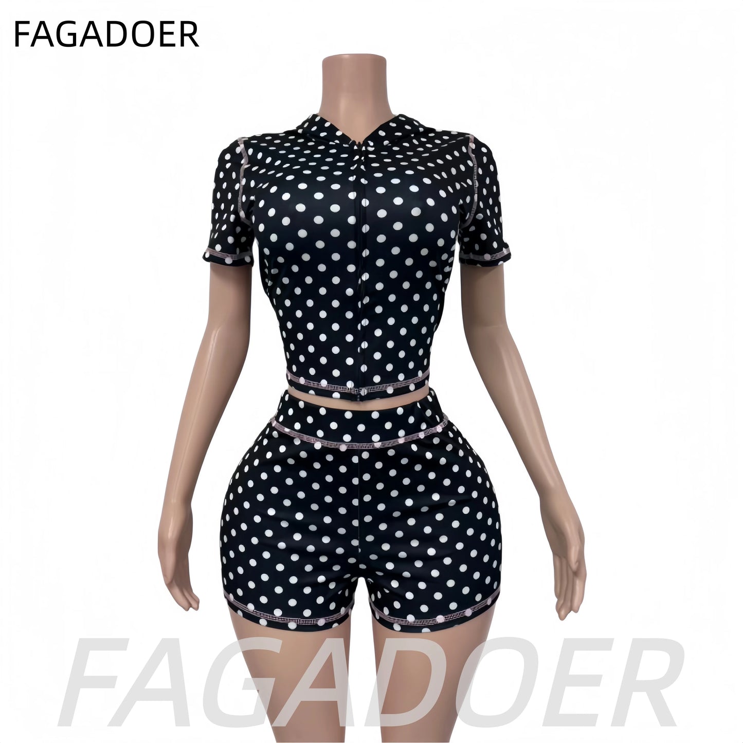 Chic Polka Dot Patchwork Streetwear Two-Piece Set for Women