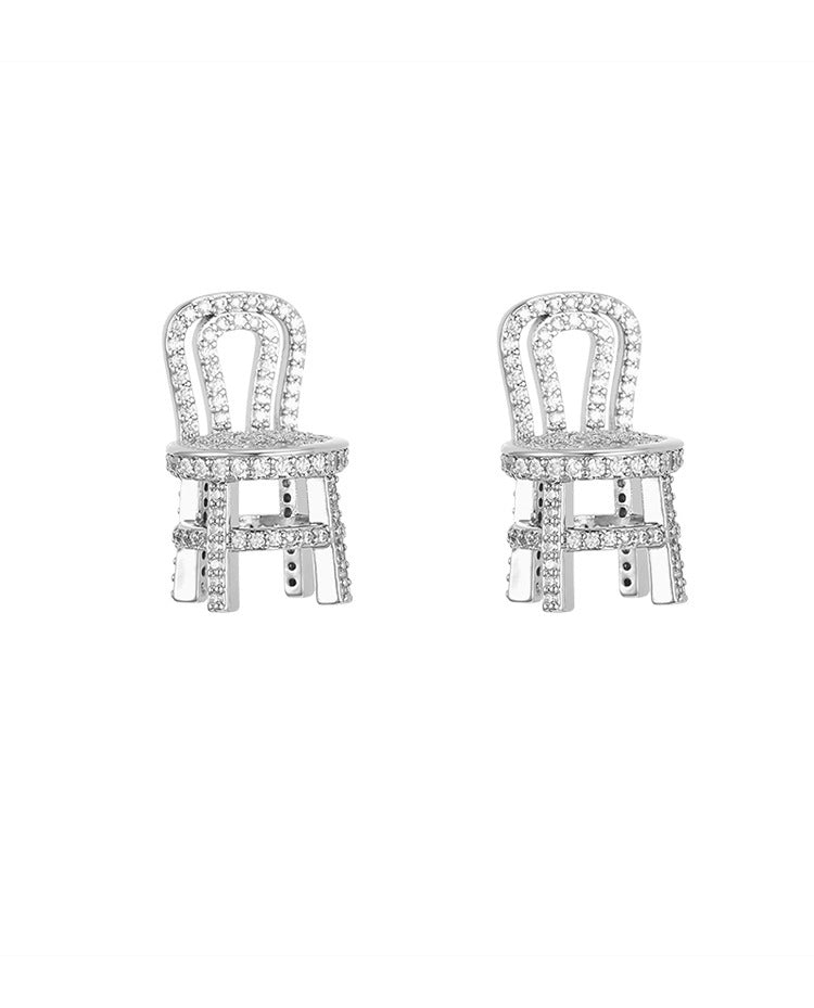 Shiny Three-Dimensional Zircon Stud Earrings for Women